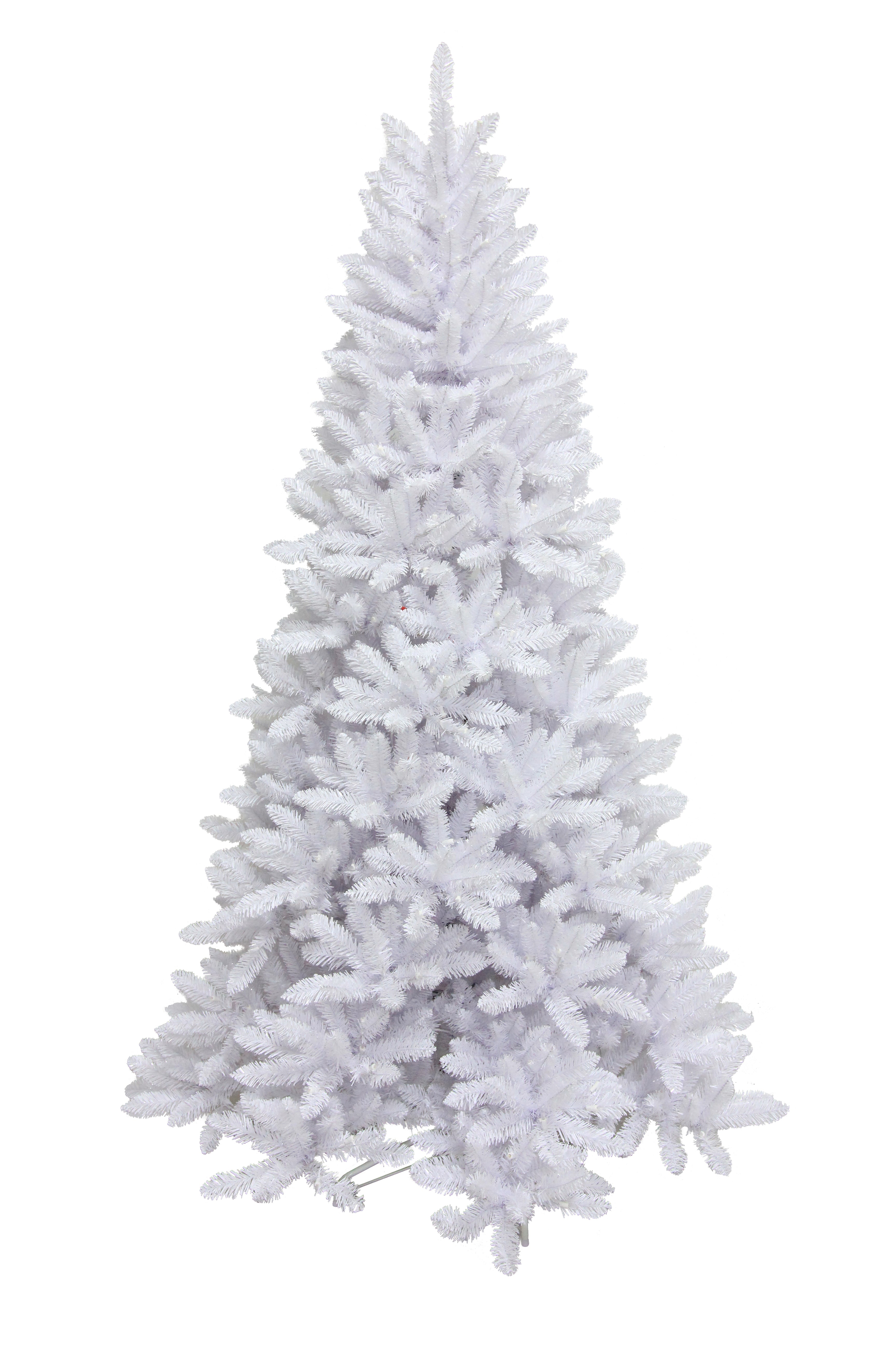Puleo International 6.5ft Pre-Lit Evergreen Spruce Shiny White Quick Connect Tree with Multi-Function Warm White to Multi LED Lights
